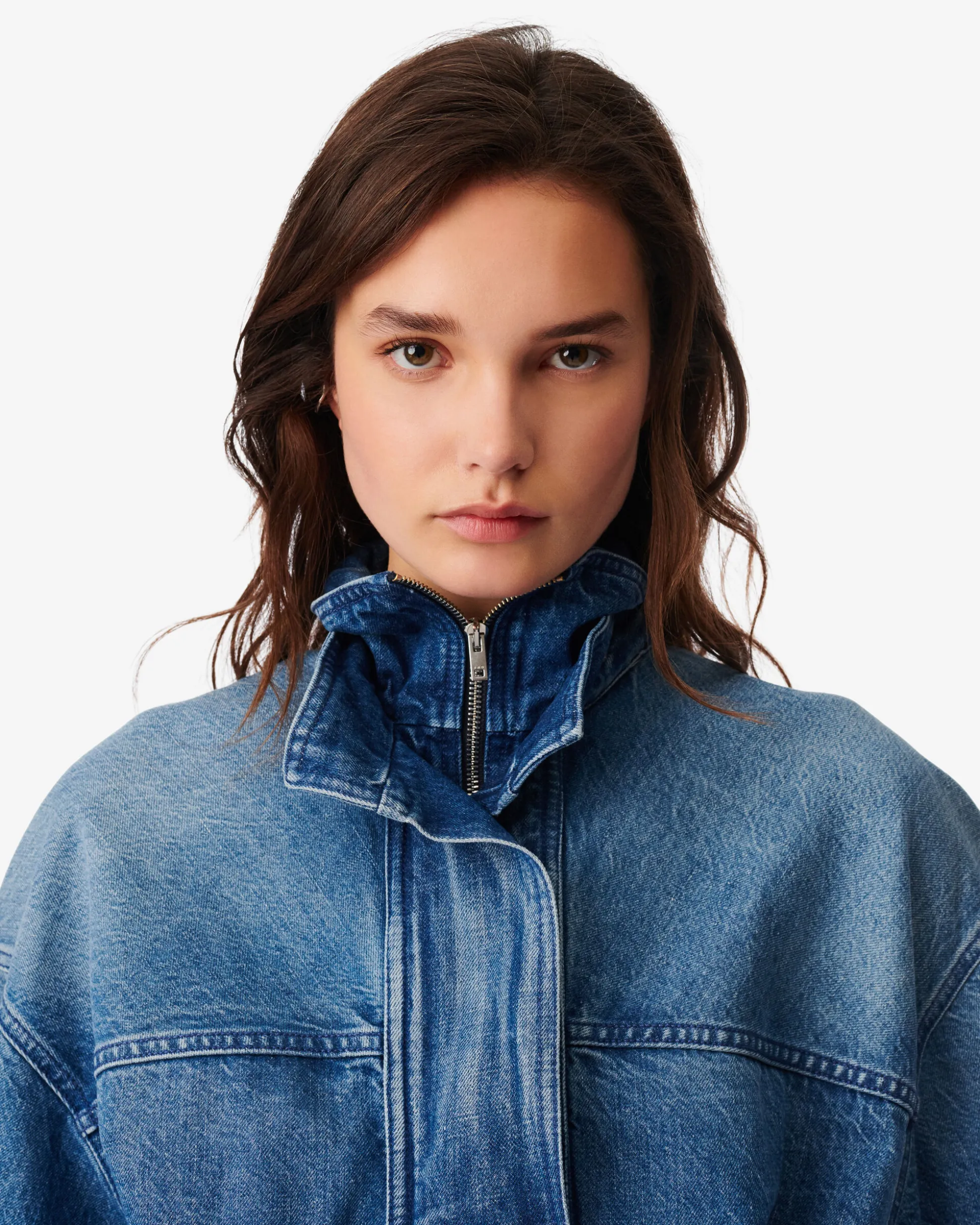Blouson En Jean Col Montant Asya