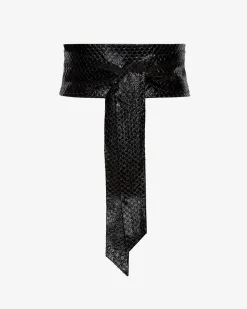 Ceinture En Cuir Nera Reptile