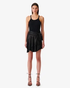 Jupe En Cuir A Volants Nika