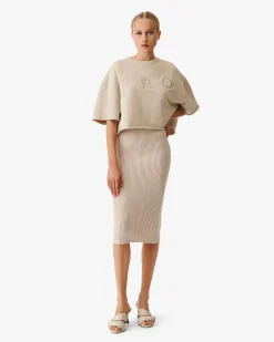 Jupe Midi Cotelee Bicolore Ghita