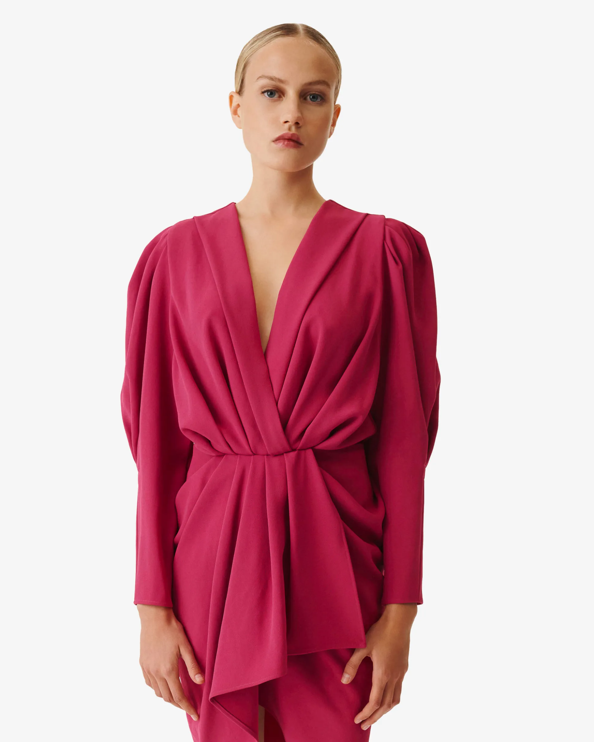 Robe Courte A Plis Col V Kalea