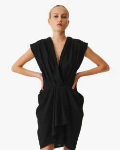 Robe Courte En Laine Col V Pheao