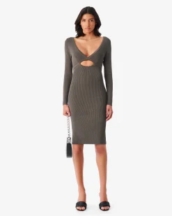 Robe Midi Cotelee Col V Eugenia