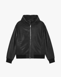 Veste A Capuche En Cuir Perfore Prane