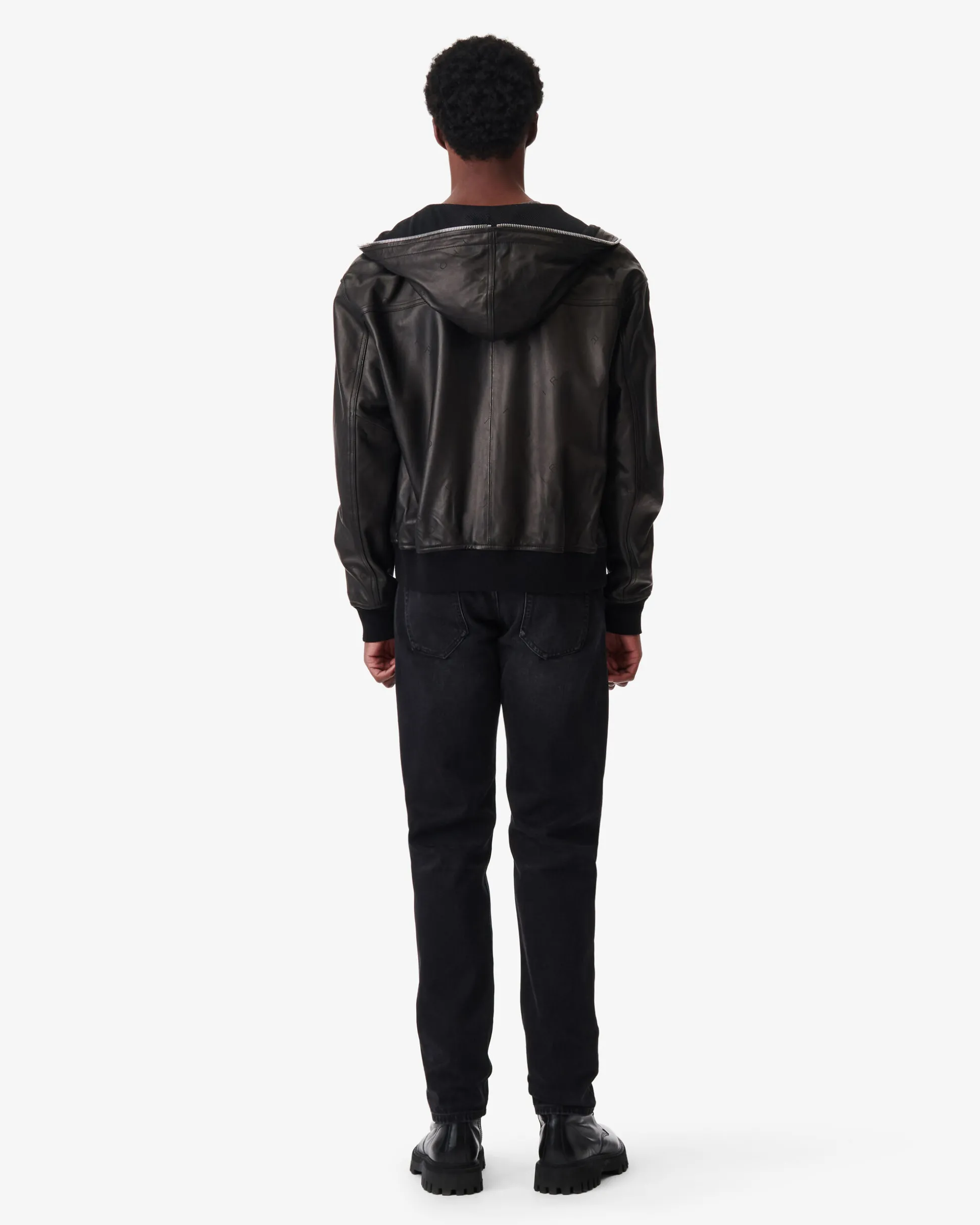 Veste A Capuche En Cuir Perfore Prane